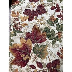 2 Yds VTG Autumn Leaf Fabric Cotton Foliage Botanical Print Gold Green‎ 56”W USA